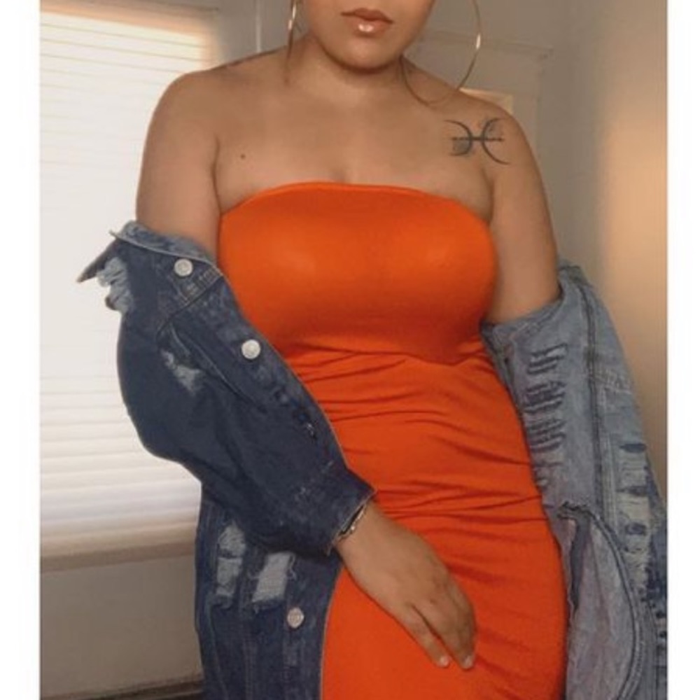 Basic orange  tube dress